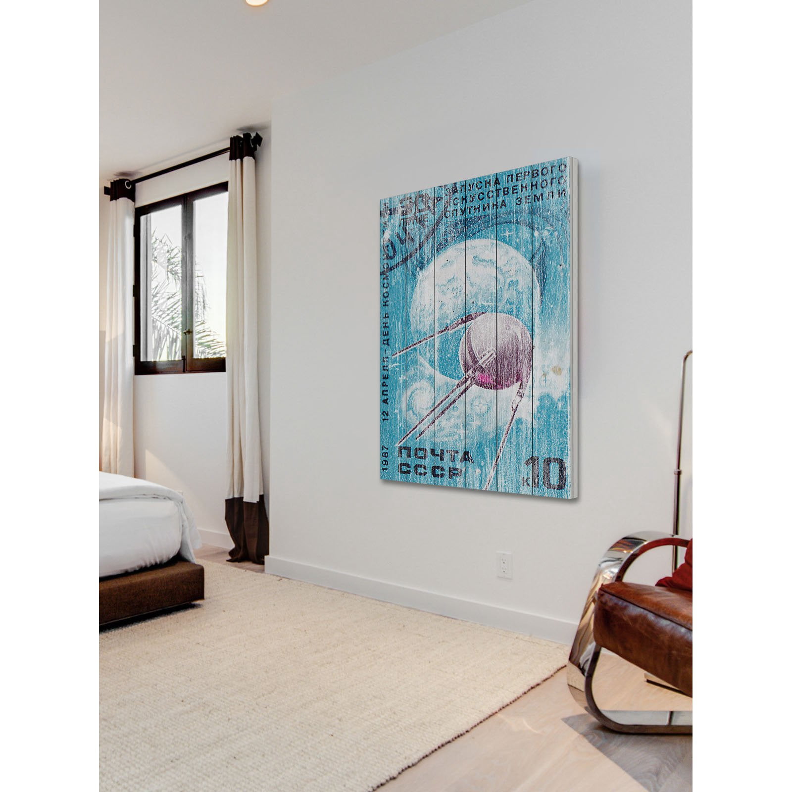 Marmont Hill - "Orbiting Sputnik" Painting Print on White Wood