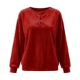 thumbnail image 4 of Velvet Tops for Women 2026 Long Sleeve Shirts Casual Loose Fit Velour Pullover Tee Shirts Soft Comfy Warm Lightweight Basic Tops by Yigetop Red M, 4 of 4