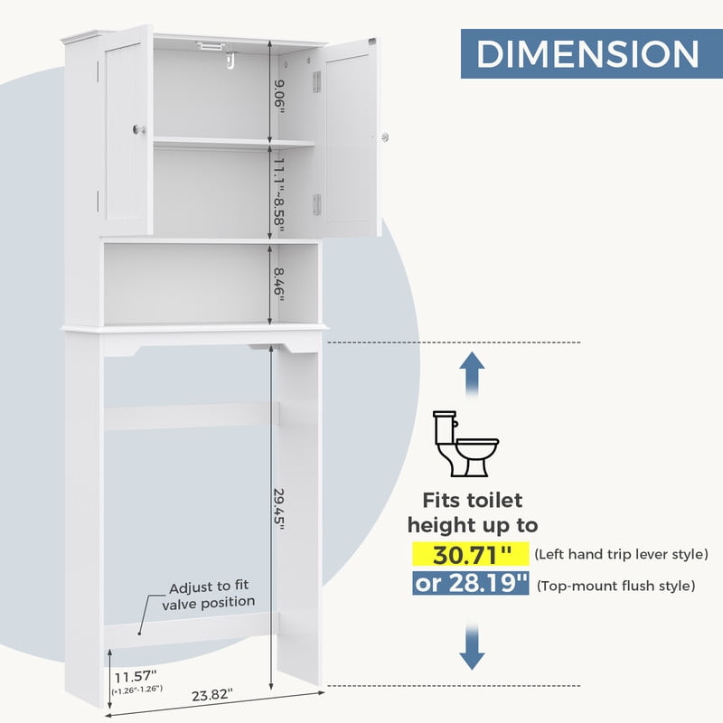 Gianna Wooden Over-the-Toilet Storage Rack, Bathroom Organizer Shelf for Toilet & Towels, Freestanding Toilet Shelf，White