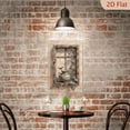 thumbnail image 2 of Rustic Weathered Wooden Window Frame with Green Ceramic Vase and Bird, 8x12 Inches Metal Wall Art Painting for Home Decor, 2 of 7