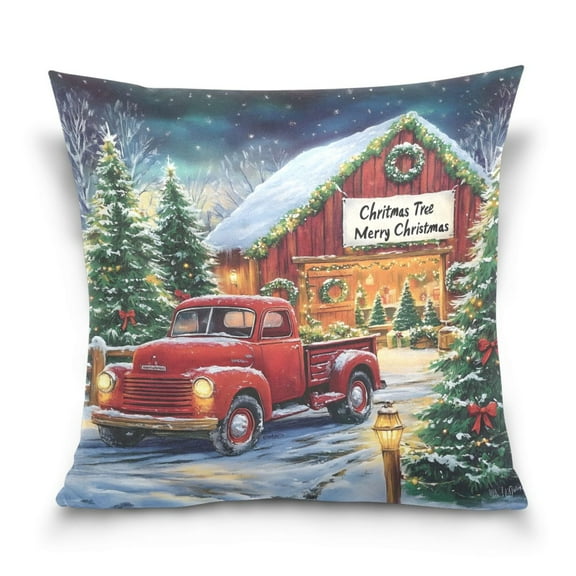 Ryvnso Vintage Truck Christmas Throw Pillow Covers Couch Pillowcases Decor for Bed Sofa 18" x 18"