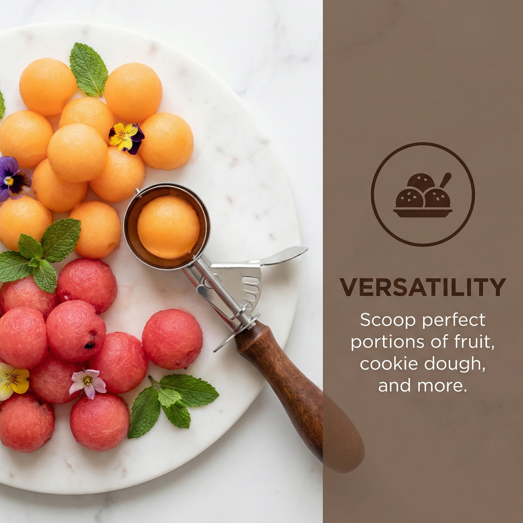 Unique Bargains Stainless Steel Ice Cream Scoop for Gelato and Sorbet Brown 8.3in