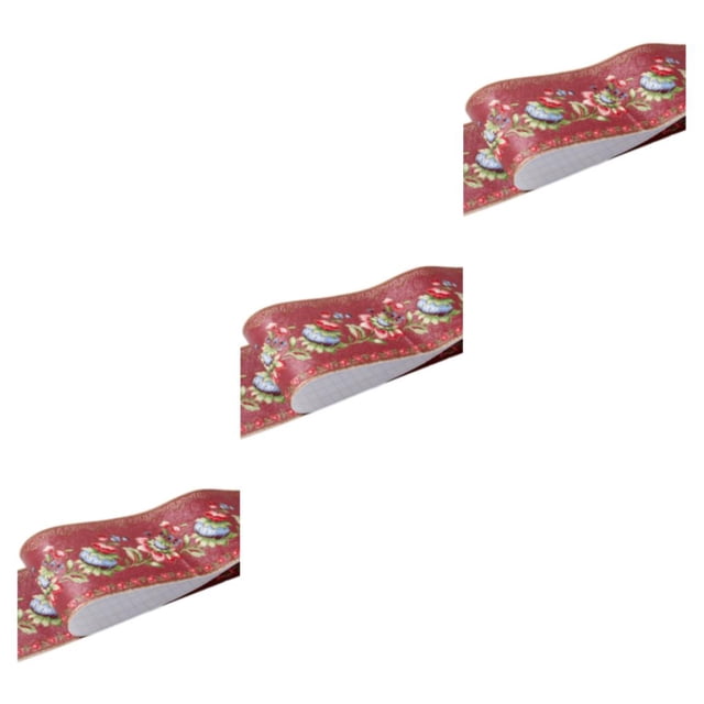 Cateissary Línea de rodapié autoadhesiva veteada de de PVC para superficies lisas, resistente y confiable, flor de linterna roja segura Type1 NO1