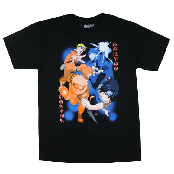 Naruto Shirt Men's Naruto Uzumaki and Sasuke Uchiha Battle Poses Graphic Tee