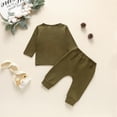 thumbnail image 4 of Fesfesfes Infant Baby Boys Girls Solid Long Sleeve Button Tops + Pants Outfit Set, 4 of 6