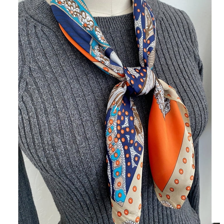 Orange Saddle Silky Scarf  Soft & Elegant Orange Saddle Pattern Shawl Scarf- 70% Wool  main image 3