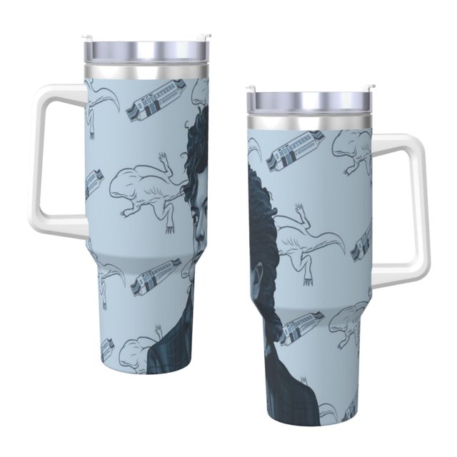 Vaso de 40 oz con asa y tapa con pajita de Stranger Things, taza aislada, botella de agua de acero inoxidable, taza de viaje, portavasos, regalo