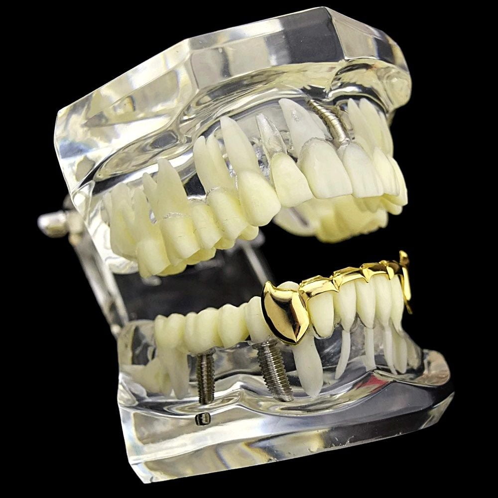 Vampire Half Grillz Fang Slim 14k Rose Gold Plated Bottom Lower Row Slugs Teeth Hip Hop Grills