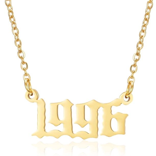 Collar con colgante de número de año de nacimiento, collar de acero inoxidable con número de oro y cumpleaños, joyería de cadena para mujer y niña Xemadio LRWJ198-10