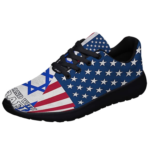We Stnd With Israel American flag Shoes Sneakers Black Size 3.5