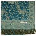 thumbnail image 2 of Falari Women's Reversible Paisley Woven Pashmina Shawl Wrap Scarf 80" x 27" Teal, 2 of 3