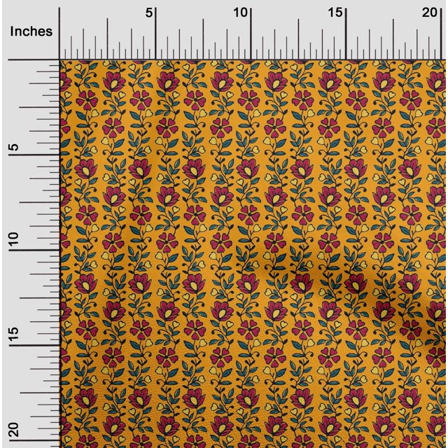 oneOone Viscose Chiffon Fabric Leaves & Floral Block Print Fabric By The Yard 42 Inch Wide