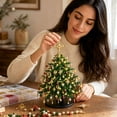 thumbnail image 2 of TACILIP Room Decor, 1PC DIY Beaded Christmas Tree Kit Handmade Mini Tabletop Xmas Tree With Light 3 Styles Topper Decor Gift, Womens Gifts, 2 of 7