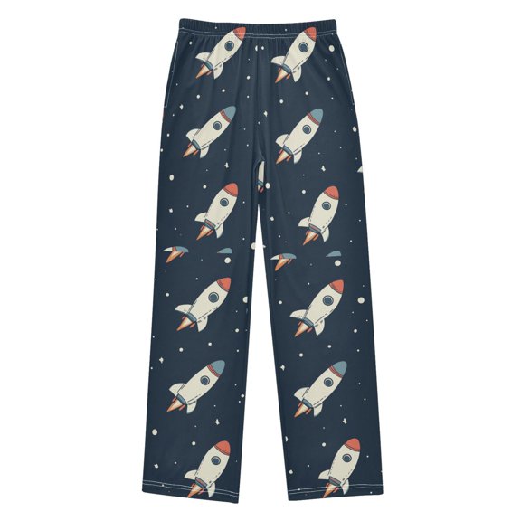 FORMRS Boys Pajama Pants with Pockets Size 6-8Y Kids Lounge Sleep Bottoms, Rocket Pattern