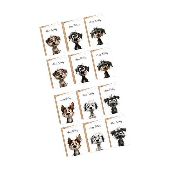 Cartoon Dog Birthday Greeting Card With Envelope For Men Women Husband Wife