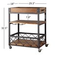 thumbnail image 5 of Weston Home Clayton Rustic Wood and Metal Bar Cart, Oak Finish, 5 of 8