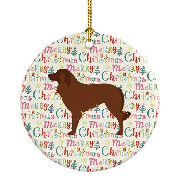 Portuguese Sheepdog Dog Merry Christmas Ceramic Ornament 2.8 in x 2.8 in