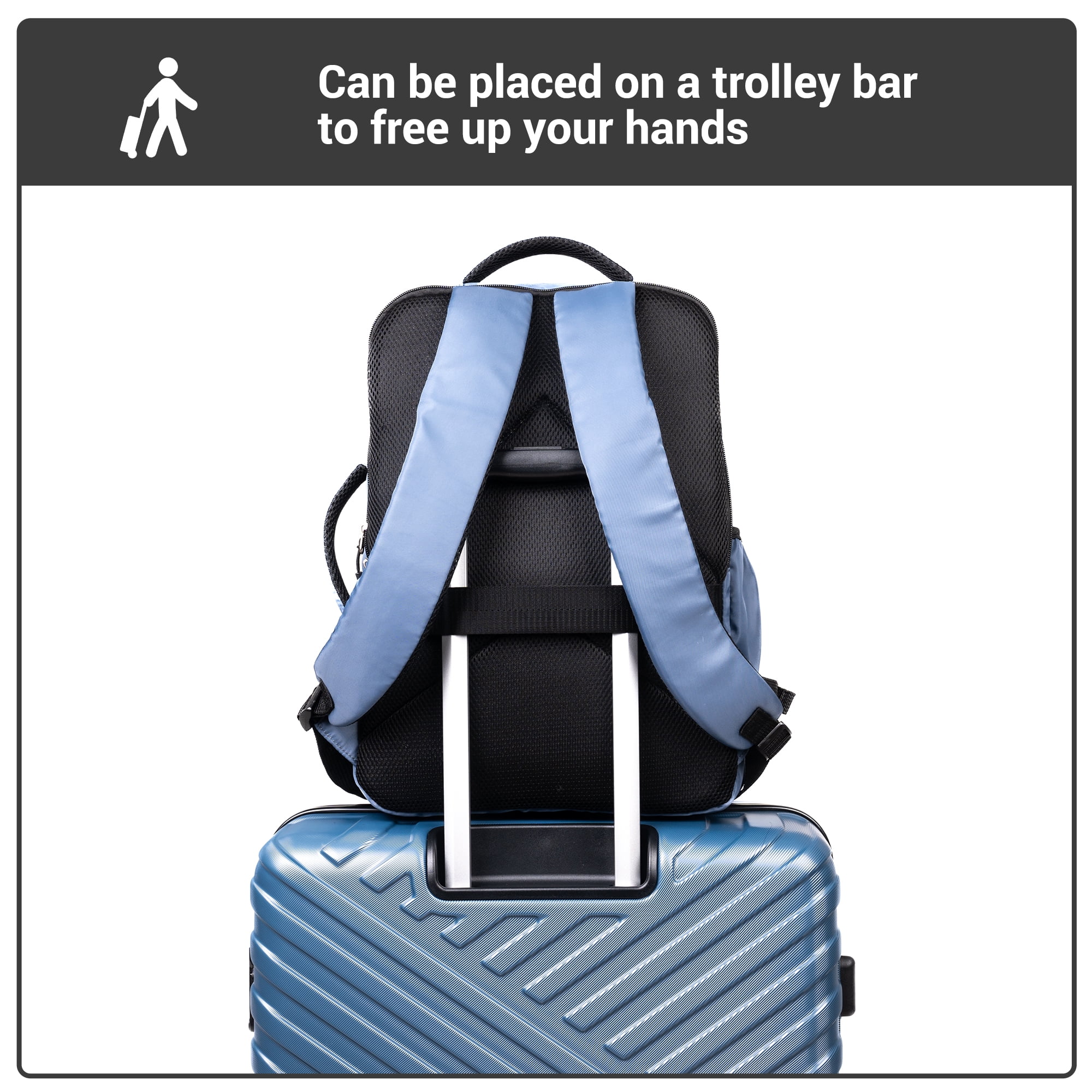 Travelhouse 6 Piece Hardshell Luggage Set Lightweight Suitcase with TSA Lock and Spinner Wheels with Backpack, Duffel Bag ,Packing Cubes,Blue