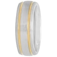 thumbnail image 2 of Mens Cobalt Double Grooved Gold Tone Striped Wedding Band - Mens Ring, 2 of 4