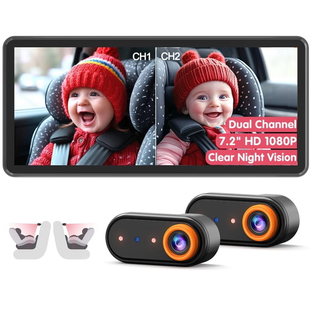 Cámara de coche para bebés LUCKVIEW BM5 PRO de doble canal con 7,2 pulgadas 1080P