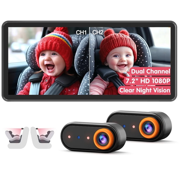 Cámara de coche para bebés LUCKVIEW BM5 PRO de doble canal con 7,2 pulgadas 1080P