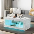thumbnail image 5 of ChVans 47.2" LED Coffee Table with Open Storage, Modern White Coffee Table with 16 Colors LED Lights, Rectangle Center End Table with Marbling Print for Living Room Bedroom, 5 of 10