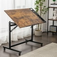 VECELO Drafting Table with Wheels, Adjustable Drawing Table Tiltable