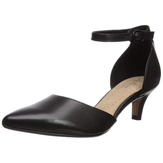 Clarks 26137206: Women's Linvale Edyth Black Leather Pump (7 Wide US Women)