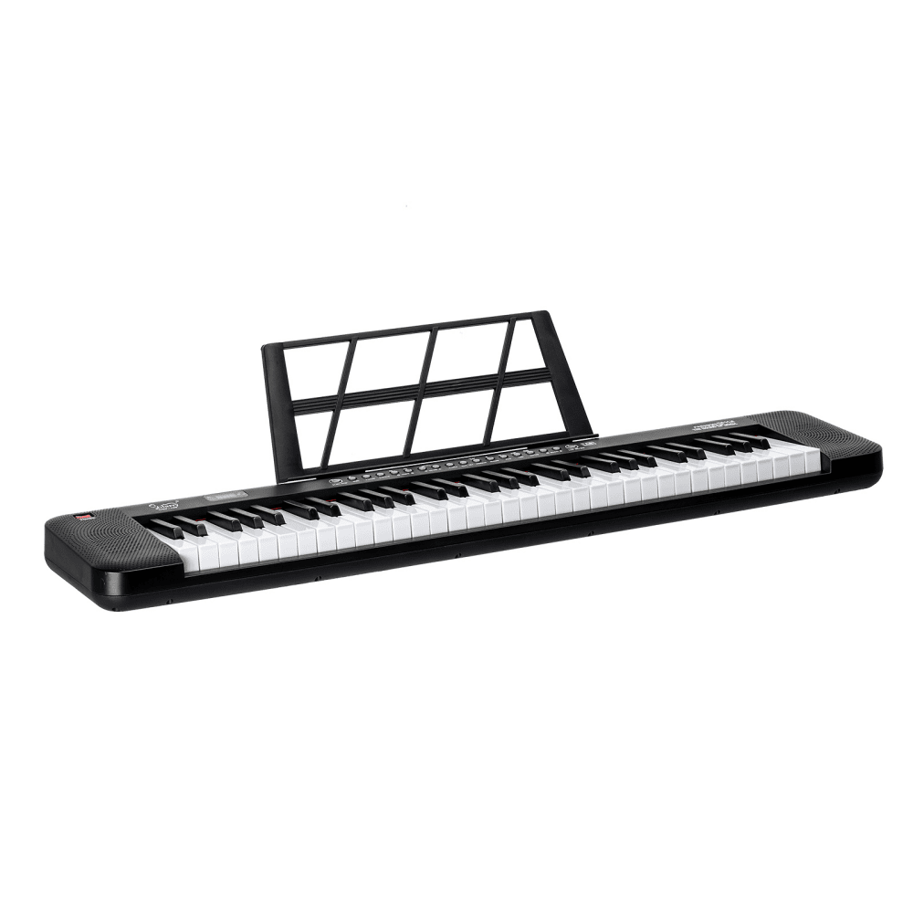Tcbosik 61 Key Lighting Keyboard Piano for Beginners with 3 3 Teaching Modes, Includes Stand and Bench, Built-In Speakers, Headphone, Microphone, LED Screen and Music Rest, Black