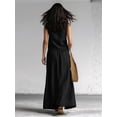thumbnail image 5 of Summer Skirt Sets Women 2 Piece Outfits Sleeveless Top Elastic Waist Maxi Dress Sets with Pockets Black XL, 5 of 6
