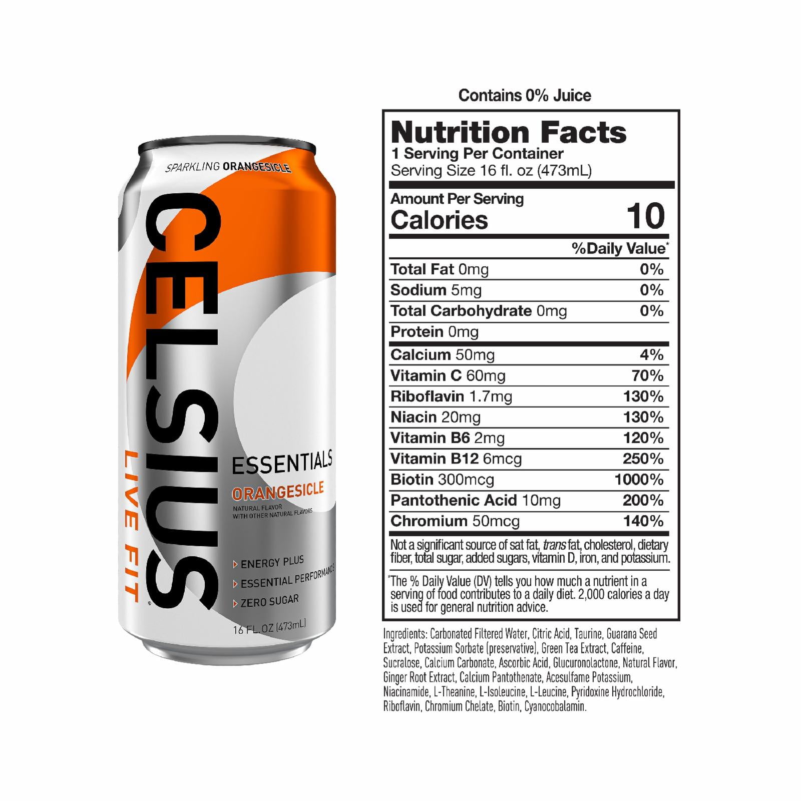 CELSIUS ESSENTIALS, Sparkling Orangesicle, Performance Energy Drink 16 fl oz Single Can
