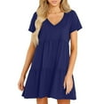 thumbnail image 6 of Nmnitkp Dresses for Women Fashionable and Beautiful Womens Summer Dresses Short Sleeve V-Neck Tshirt Dress Flowy Babydoll Dress Blue,M, 6 of 8