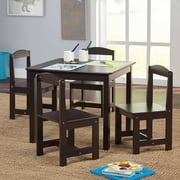 TMS Hayden 5-Piece Kids Table and Chair Set, Espresso Finish, Activity Table
