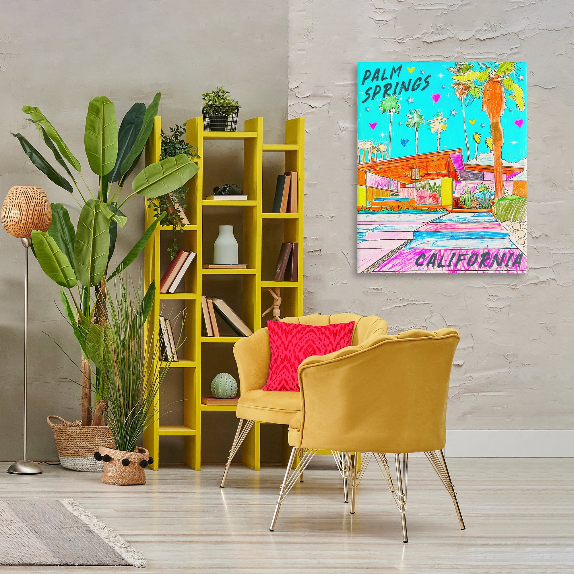 Stupell Industries Palm Springs Villa Doodle Cities & Countries Painting Wrapped Canvas Art Print Wall Art, 30 x 40