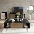 thumbnail image 2 of Mistico 47" Metal Wood Rectangle Coffee Table, Black & Walnut, 2 of 5