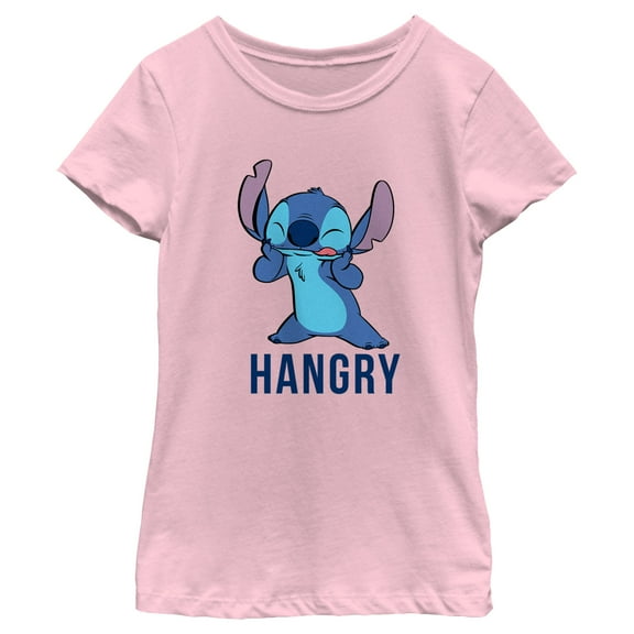 Girl's Lilo & Stitch Hangry Graphic Tee Light Pink Medium