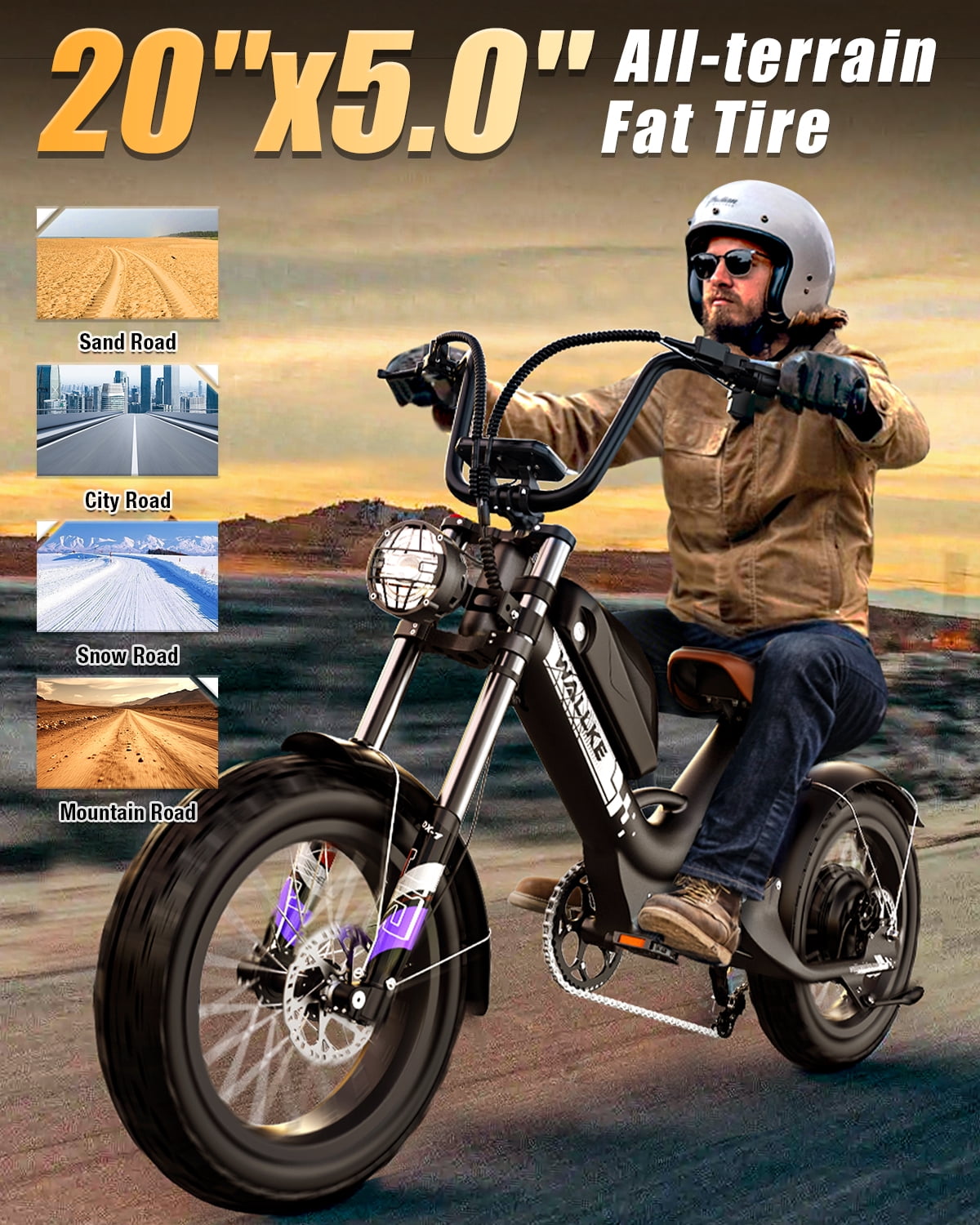 W WALLKE Titan X1 Carbon Fiber Frame Electric Bike, 30Ah Long Range Ebike for Adults, 3800W 40MPH Fast E Bike, 20"x5" Puncture-Proof Fat Tire