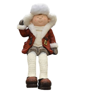 Northlight Sitting Young Boy with Trimmed Ski Hat Christmas Figurine - 19"