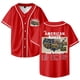 thumbnail image 1 of Sam Barber The American Route Tour 2026 Jersey de béisbol camisa con cuello en V mujeres hombres ropa de calle de manga corta,Red,L, 1 of 3