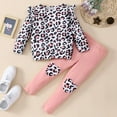 thumbnail image 2 of Popshion Girls Ruffle Sleeve Leopard T-Shirt Top and Pink Leggings Fall/Winter Set Size 3-4 Years, 2 of 7