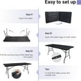 thumbnail image 6 of Folding Table 6ft Portable Heavy Duty Plastic Fold-in-Half 6 Foot Foldable Table Utility Dining Indoor Outdoor for Camping Picnic and Party, Black, 6 of 9
