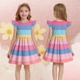 thumbnail image 5 of ATOGUTA Size 3T-14 Girl Dresses Ruffle Sleeve Summer Beach Holiday A-Line Cute Midi Casual Sundress Pink, 5 of 5
