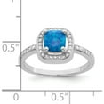 thumbnail image 5 of Sterling Silver Rhodium-Plated Square Blue Created Opal Cz Ring (Size 8) Made In China qr6574-8, 5 of 5
