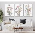 thumbnail image 2 of UZXTFQU Arte de pared de 3 piezas con lienzo de flores silvestres en acuarela, 2 of 6