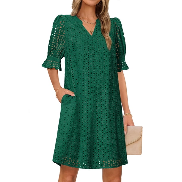 Minivestido MEROKEETY 2025 de verano de manga corta con cuello en V para mujer