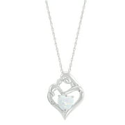 Brilliance Fine Jewelry Created Opal Diamond Heart in Silver Silver Pendant, 18"