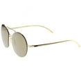 thumbnail image 4 of zeroUV Unisex Modern Thin Metal Frame Brow Bar Colored Mirror Lens Round Sunglasses 59mm (Gold / Gold Mirror) - 59mm, 4 of 5