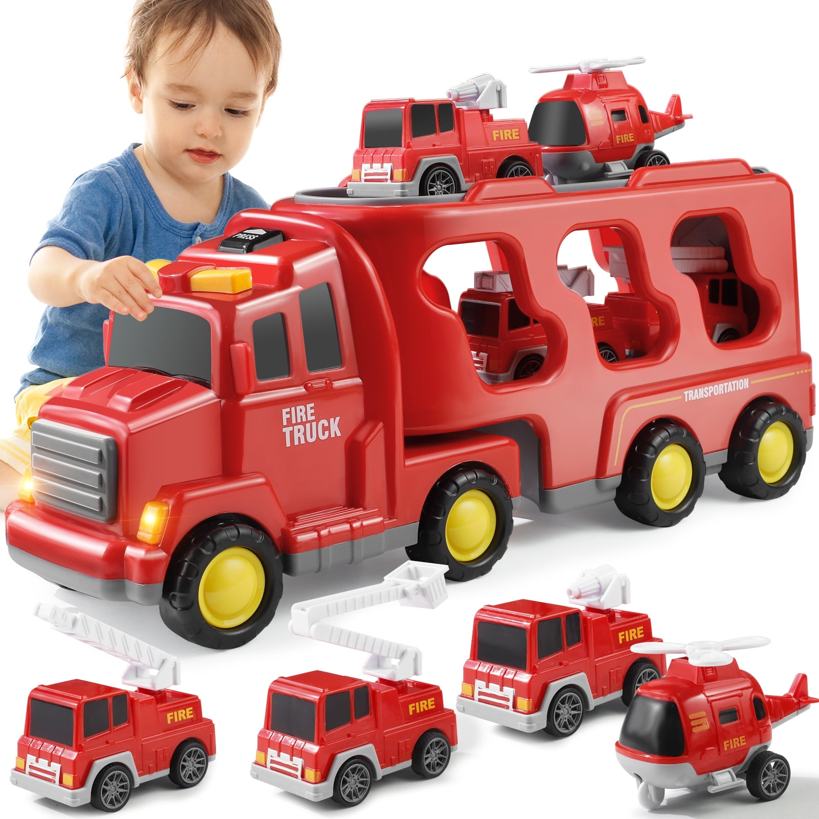 Toddler Fire Trucks Toys for Boys 36 Years, Construction Car Fire