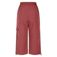 thumbnail image 4 of Mothers Day Womens Casual Fashion Cargo Pants 2025 Summer Drawstring Elastic Waist Straight Cuff Leg Cropped Pant Solid Color Lightweight Comfy Trouser with Pocket, 4 of 7