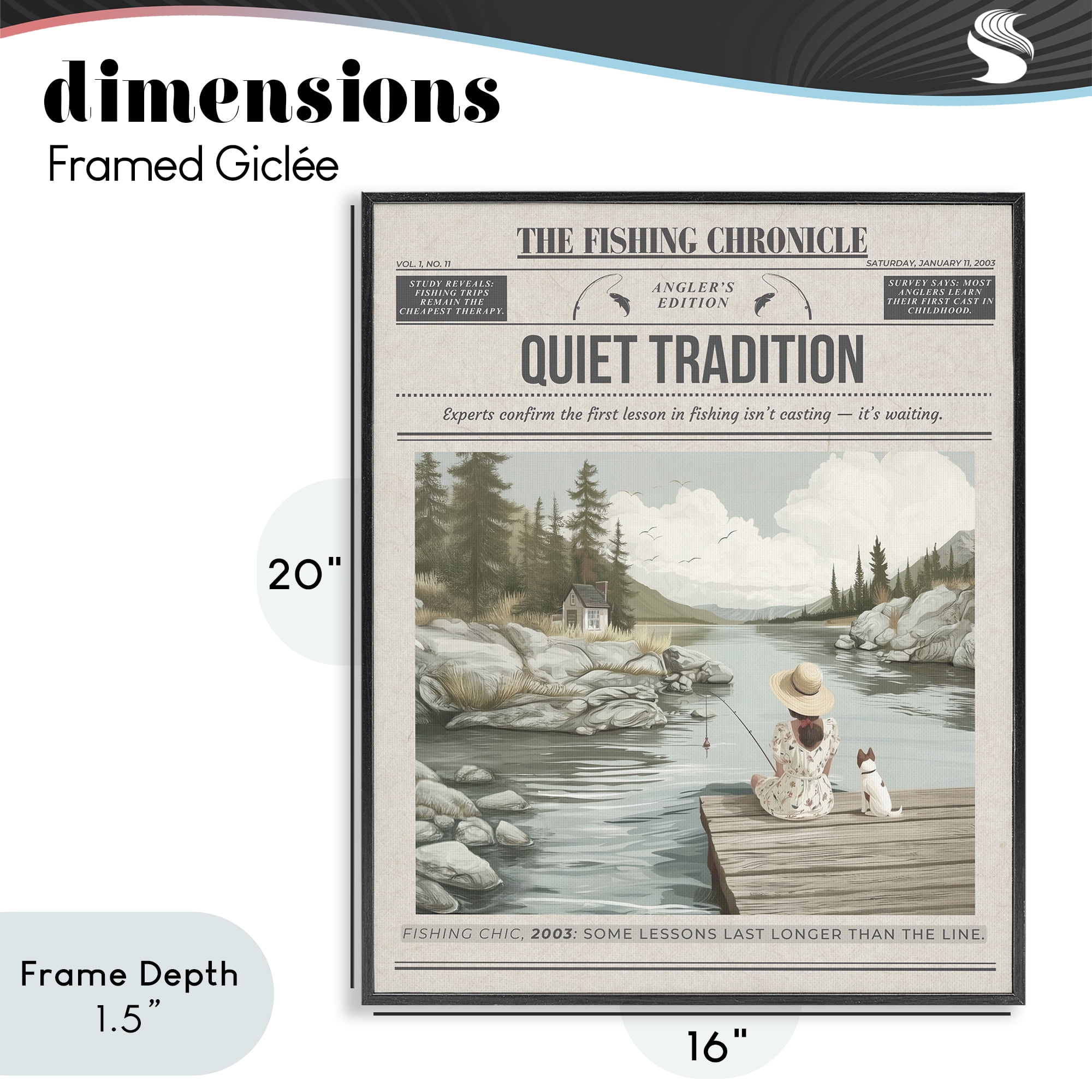 Stupell Industries Fishing Chronicle Magazine Black Framed Giclee Art, design by A Barefoot Stylist